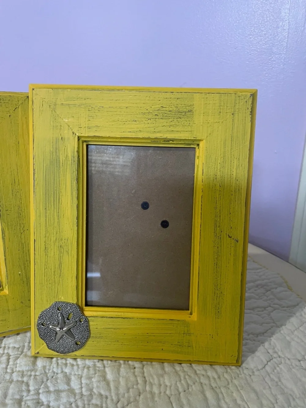 Yellow Coastal Sand Dollar Picture Frame - Set of 2 new 4x6 print